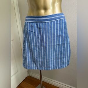 MAX STUDIO Striped Blue Linen Blend Skirt Size S